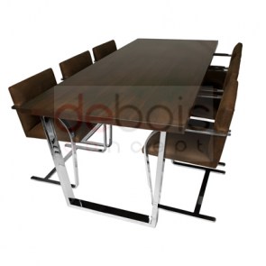 conjunto de mesa y sillas metal madera moderno